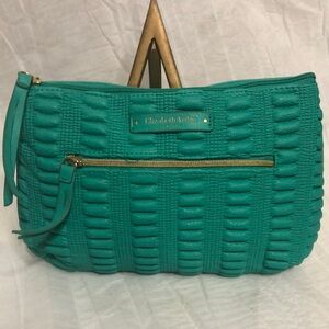 Elizabeth Arden Teal Textured  Cosmetics Bag Clutch NWOT